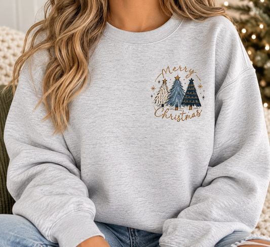 Merry Christmas Trees Holiday Crewneck Sweatshirt | Adult